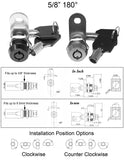 Tubular Cam Locks 5/8" - Non Retaining (Keyed Alike)